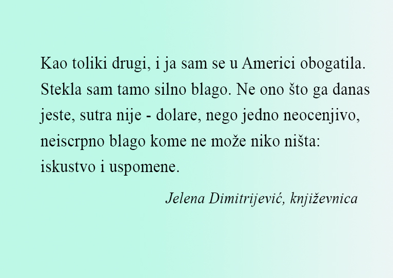 Jelena Dimitrijevic, citat, putopis Novi svet